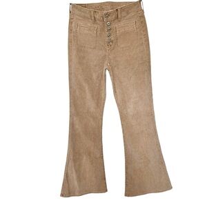 American Eagle Corduroy Pants Super High-Waisted Flare Women Size 4 Stretch Tan